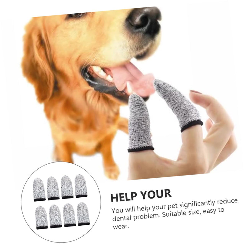 WOONEKY 4 Pairs Pet Dental Care Finger Cots Black Gentle Against Plaque and Bad Breath Reusable Protective Pet Oral Cleaning Supplies for Dogs and Cats