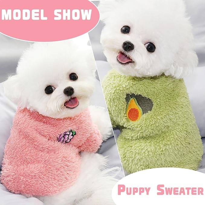 2 Pieces Dog Sweaters for Small Dogs Girl Fall Small Dog Sweater Winter Warm Puppy Clothes Fleece Chihuahua Sweater Cute X-Small Dog Clothes for Girls Cat Clothes XXL S - PawsPlanet Australia