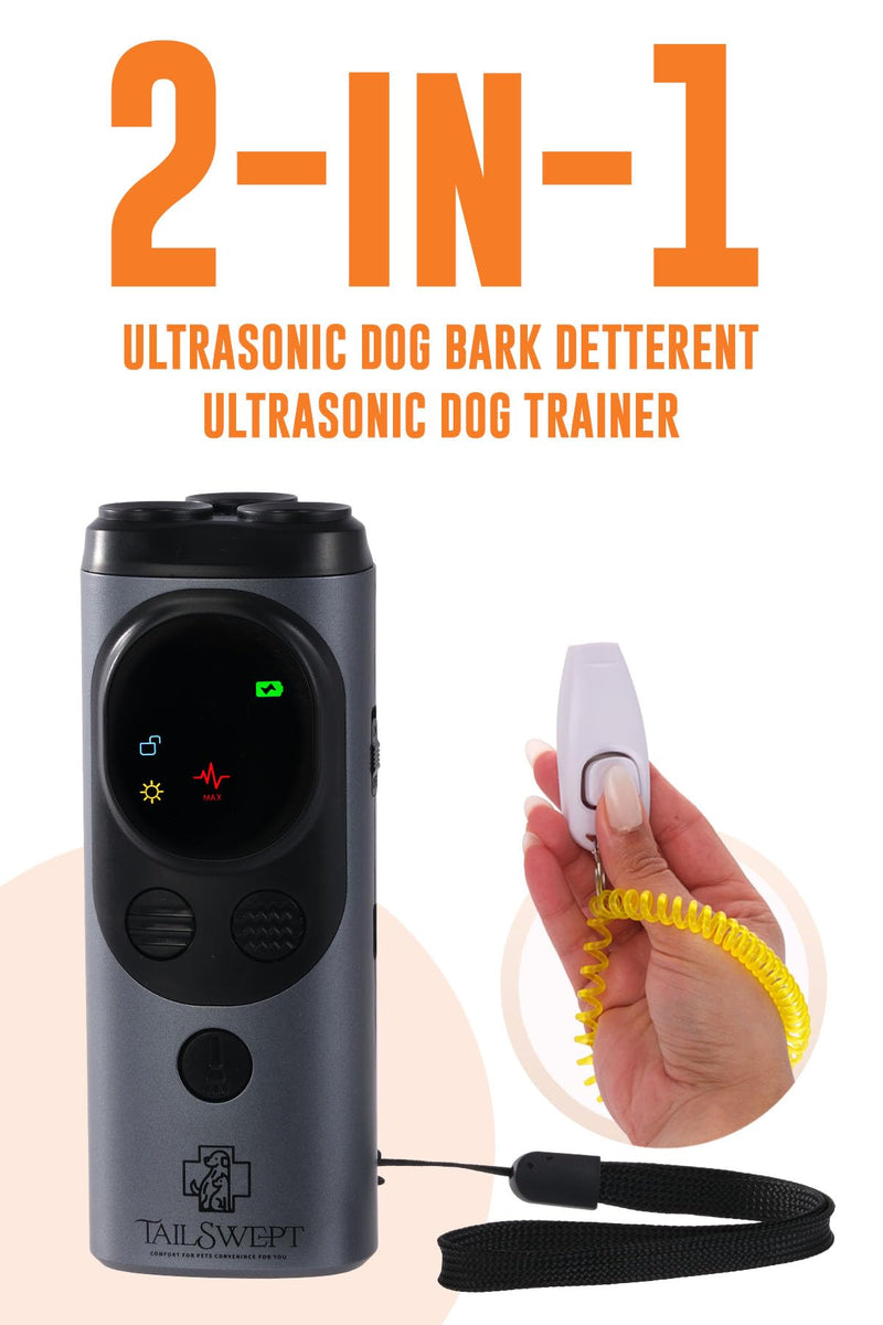 Dog Bark Deterrent Devices – 3-in-1 Ultrasonic Anti Barking Device for Dogs with Clicker & Whistle | Dual Frequency True Ultrasonic Dog Bark Deterrent (50FT) | Rechargeable, Humane Training - PawsPlanet Australia