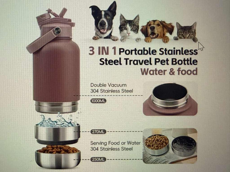 Botellas de Agua con Dispensador de Comida para Mascotas (Blanco) WHITE - PawsPlanet Australia