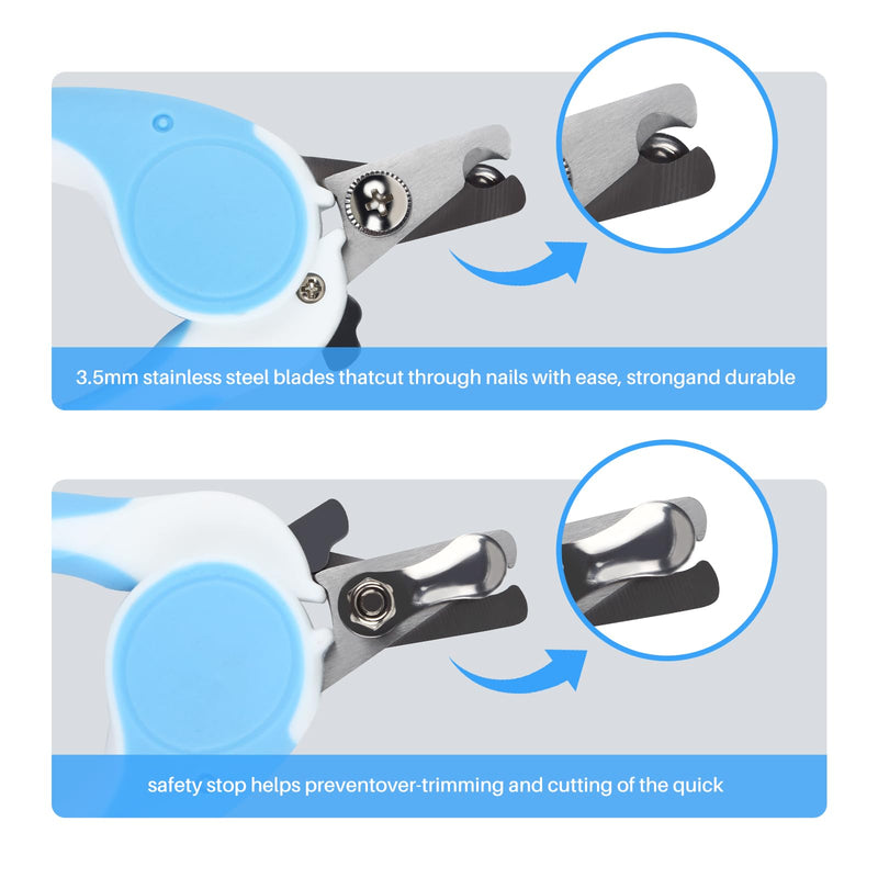 Pet Nail Clippers, Dog Nail Trimmers with Safety Guard to Avoid Excessive Cutting Nails, Dog Grooming Clippers has a Variety of Colors Suitable for Dogs, Cats and Other Pets（Blue） Blue - PawsPlanet Australia