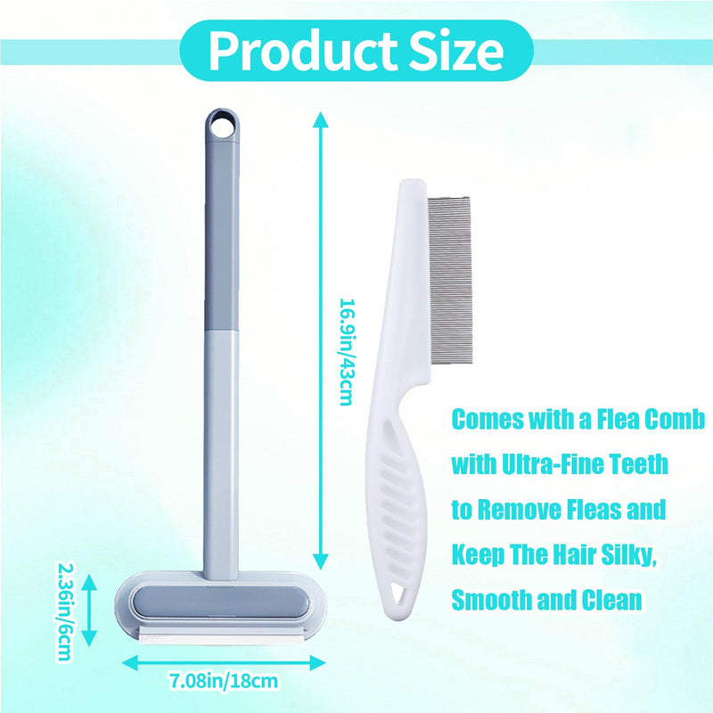 Pet Hair Remover Brush - Reusable Multifunctional Pet Hair Removal Tool for Furniture, 4 in1 Cat and Dog Hair Removal, 17.3Inch Adjustable Long Handle, Gentle on Couch Carpets Bedding (1 Set) 1 Set - PawsPlanet Australia