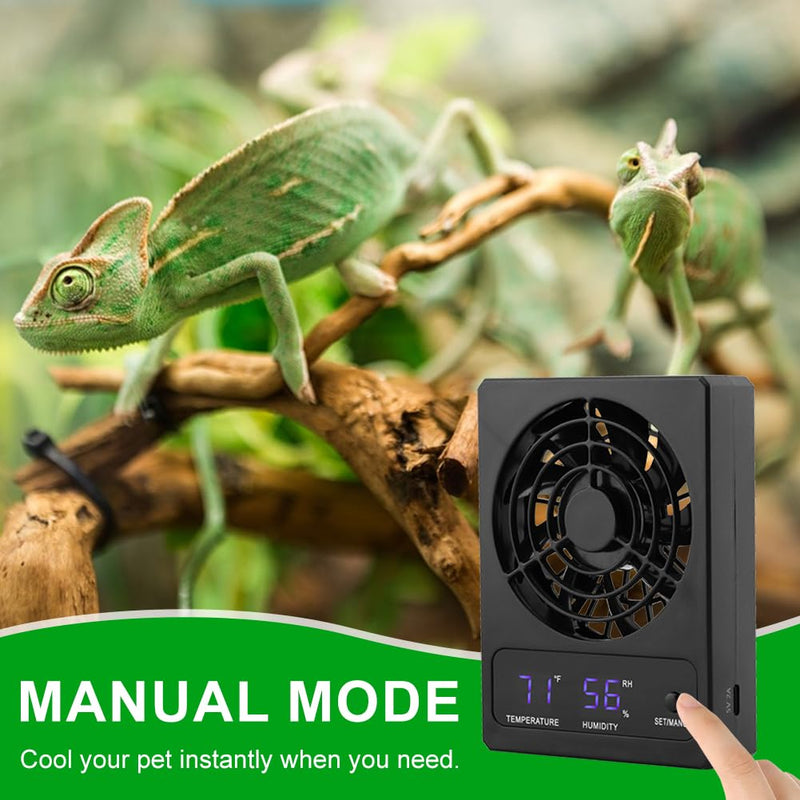 Reptile Ventilation Fan, LED Digital Thermometer and Humidity Gauge Dehumidifier for Pet Rearing Box Reptile Tank, with Humidity Sensor, for Humid Environments, Rainfo-Rest and Ecological Tanks - PawsPlanet Australia