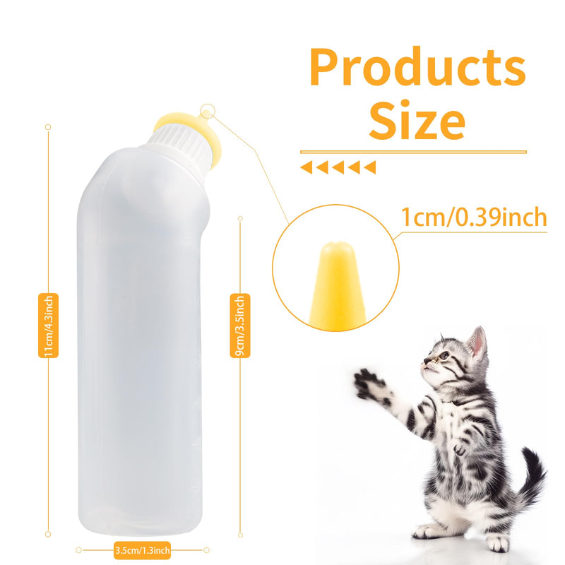 5Pack Kitten Bottle for Nursing Puppy Milk Kitten Bottles Feeding Kit Silicone Nipple for Newborn Pets Kittens, Puppy,Squirrel (Yellow) - PawsPlanet Australia