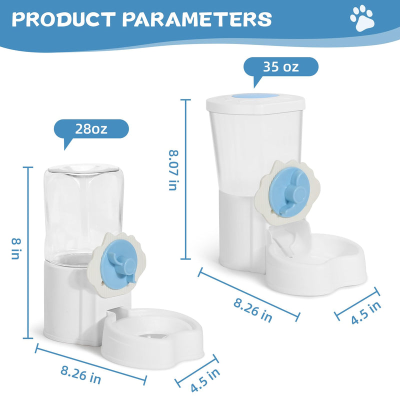 2 Pack Hanging Automatic Pet Food Water Dispenser, Auto Rabbit Feeder and Water Bottle Set for Cage, Food and Water Bowls for Cat Bunny Chinchilla Hedgehog Guinea Pig Ferret cage Accessories - PawsPlanet Australia