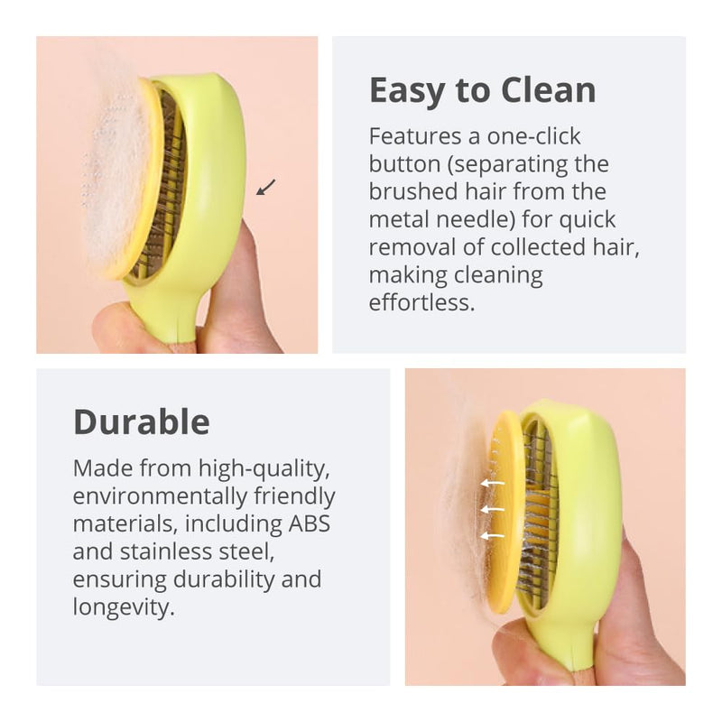 Cat Brush Dog Brush with Release Button for Shedding (Off white color) - PawsPlanet Australia