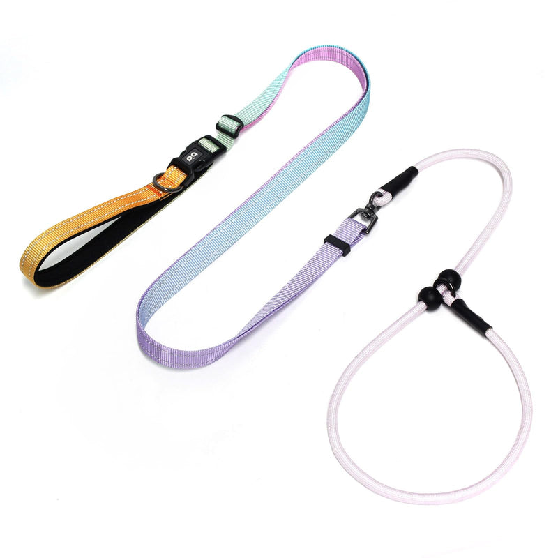 QQPETS Adjustable Slip Lead Dog Leash, Hands Free Waist Leash for Dog Walking, Reflective Training Lead with 360° Swivel Anti-Tangle, 4-7 ft Length for All Breeds Color Gradient - PawsPlanet Australia