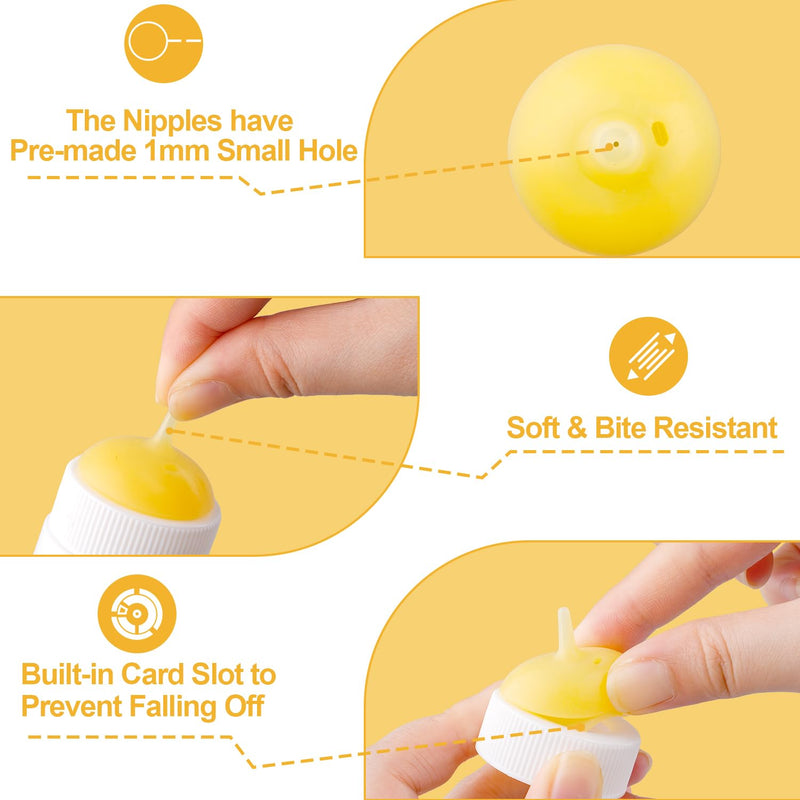 Kitten Nursing Nipple with Syringe, Wide Mouth Angled Puppy Feeding Bottles, with Ventilation Valve Resistant Tearing for Puppies, Kittens, Rabbit, Small Wildlife (S Nipple,Yellow) Model 1 Yellow - PawsPlanet Australia
