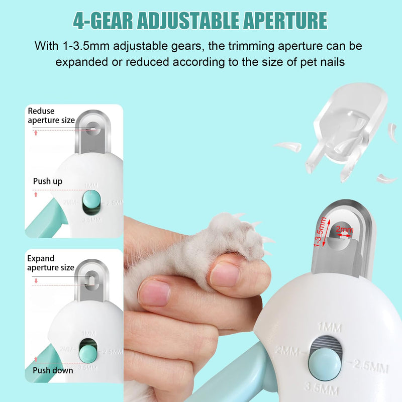 Cat Nail Clipper with Adjustable Aperture, Dog Nail Trimmer with Nail File for Puppies, Safe Pet Claw Clipper Grooming Tool to Avoid Over Cutting, Professional Pet Nail Cutter for Beginners (Blue) Blue - PawsPlanet Australia