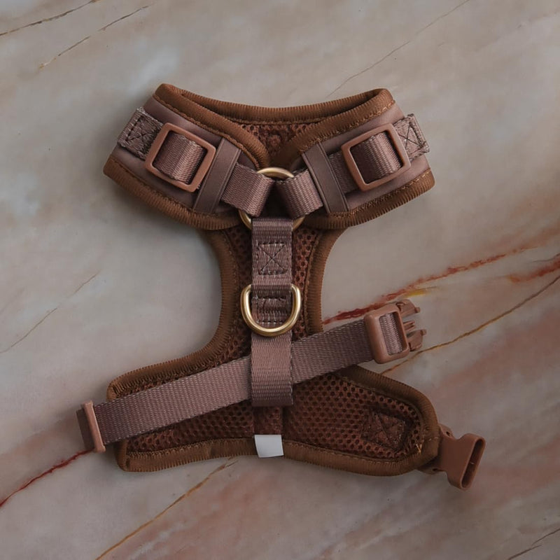 Premium No-Pull Dog Harness Soft Neoprene & Breathable Mesh Vest with Front & Back Clip D-Rings Adjustable Lightweight Walking Harness for Puppies, Small & Medium Dogs (Bronze Brown Gold, M) Bronze Brown Gold M: Neck=15.4-20.1''/Chest=18.1-24.4'' - PawsPlanet Australia