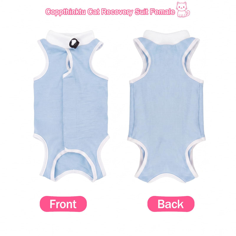 Coppthinktu Cat Recovery Suit Female for Surgical Abdominal Wounds, Breathable Cat Onesie for Cats After Surgery Bodysuit Female, Kitten Recovery Suit Cone of Shame Alternative Anti Licking Blue Medium