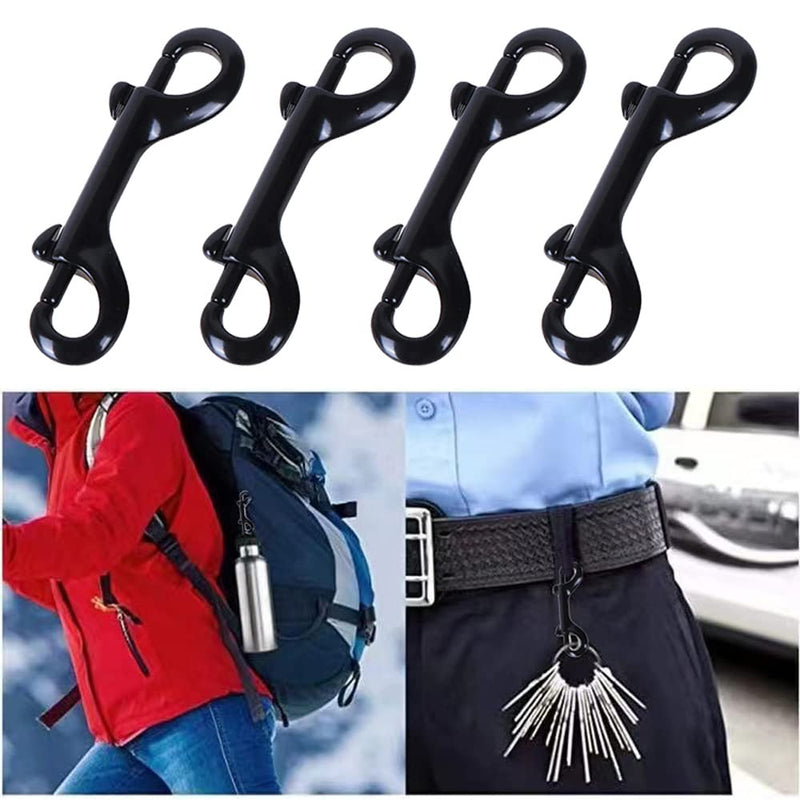 4 Pcs Double Ended Bolt Snap Hooks Zinc Alloy Trigger Chain Clips Heavy Duty Metal Spring Hook for Pet Dog Leash Collar Leash Horse Tack - Black - PawsPlanet Australia