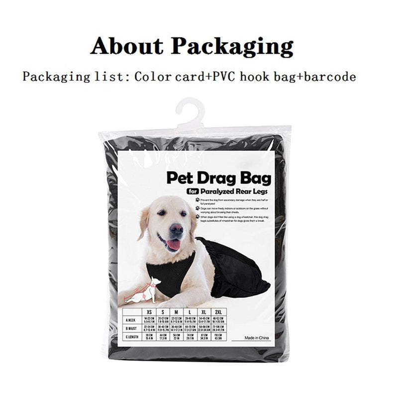 Dog Drag Bag for Paralyzed Rear Legs- Dog Wheelchair Alternative ，Protects Chest and Limbs (X-Large) X-Large - PawsPlanet Australia