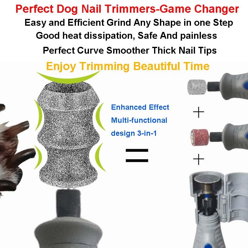 Diamond Dog Nail Grinder Wheel For Dremel, Pet Dog Nail Grinder Attachment Replacement Head refill, 1/8'' Pet Nail Claw Care Grooming Bit, For Dremel Pet Dog Nail Grinder Tip Bits Attachment（ Large ） C-Expert-1/8''-80# - PawsPlanet Australia