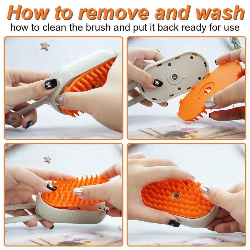 Cat Steam Brush for Shedding - 2025 New Cat Grooming Brush With Steam, Rechargeable Steam Pet Brush for Dogs and Cat,Anti-Static Steam Pet Brush,Massage, Cleaning, Shedding & Combing All In One Khaki - PawsPlanet Australia