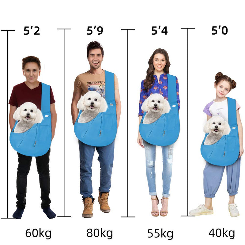 FDJASGY Small Pet Sling Carrier-Hands Free Reversible Pet Papoose Bag Tote Bag with a Pocket Safety Belt Dog Cat for Outdoor Travel DeepSkyBlue(Unadjustable One Size - PawsPlanet Australia