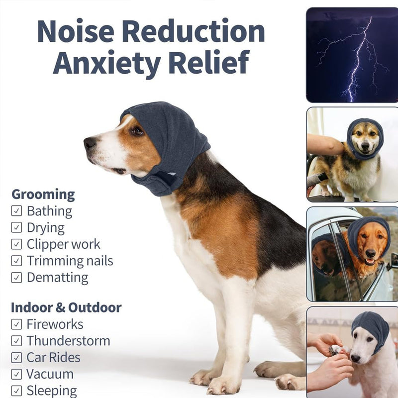 Ear Protection for Dogs, Soothing Earmuffs for Dogs, Dog Scarf for Neck, Earmuffs, Forces for Anxiety Relief and Soothing (Grey, M) gray