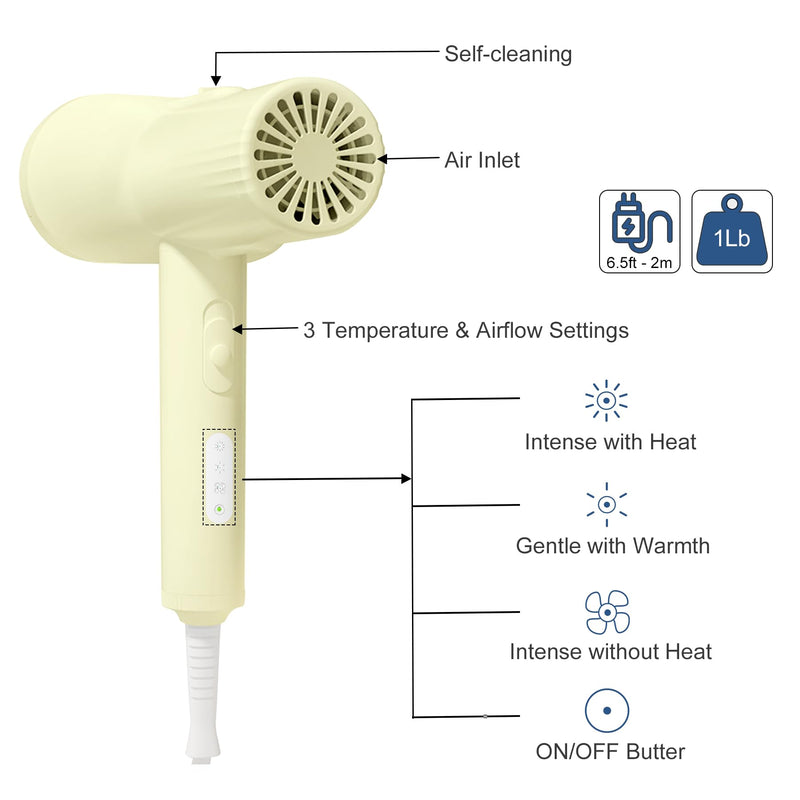 L&W BROS. Quiet Pet Grooming Dryer with Brush, Adjustable Temperature, and Overheating Protection for Small Dogs and Puppies (Light Yellow) - PawsPlanet Australia