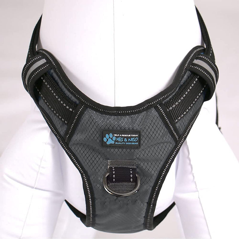 Max and Neo Gunnison Reflective Dog Harness - We Donate a Harness to a Dog Rescue for Every Harness Sold (Small, Gray) Small - PawsPlanet Australia