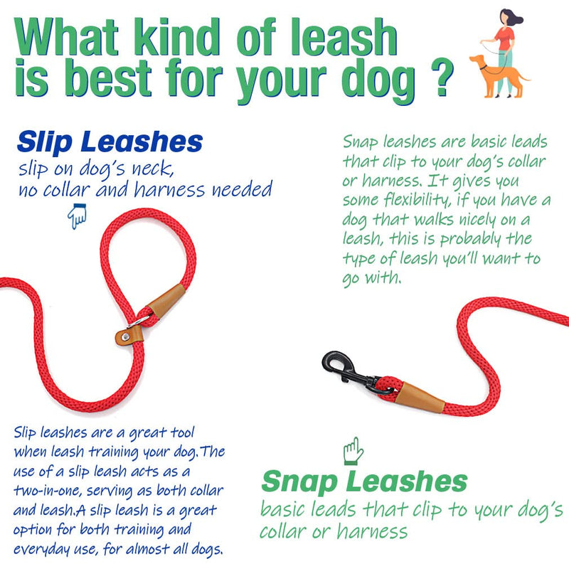 lynxking Dog Leash Rope Dog Training Leash 2FT 6FT Strong Heavy Duty Braided Training Lead Leashes for Small Medium Large Dogs Red Snap Lead-Large 1/2in x 6ft - PawsPlanet Australia