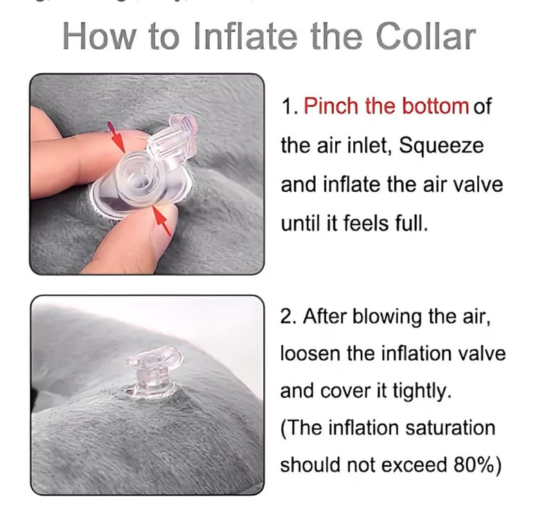 PAWRELIEF Soft Inflatable Dog Cat Cone Collar – Pet Recovery & Protective Dog Neck Collar for Large Dogs Cats to Prevent Scratching, Licking (Gray, Large) Gray