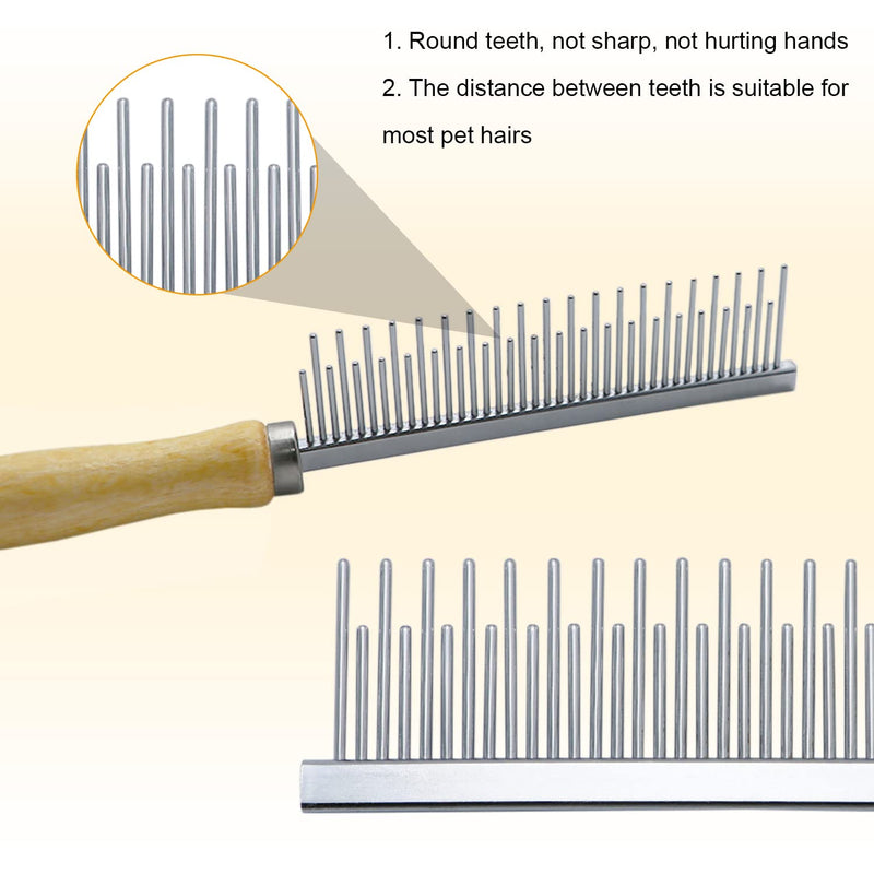 Wooden Handle Grooming Comb for Dogs Cats Pet（Multitooth） Long & Short Teeth Comb - PawsPlanet Australia