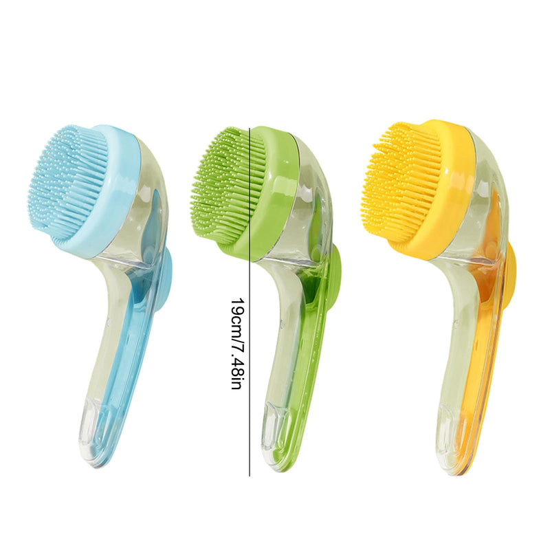 Pet Dogs Shampoo Dispenser Brush Cats Massage Comb Grooming Scrubber Shower Brush for Bathing Soft Silicone Bristles - PawsPlanet Australia