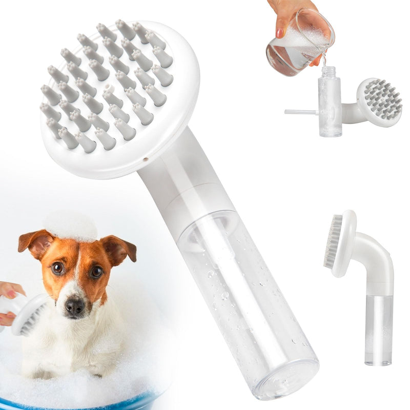 CIBKJ Dog Bath Brush 3 in 1 Dog Scrubber Shampoo Dispenser Brush, Soft Head Massage Grooming Pet Bathing Brush, Handle Dog Shampoo Brush for Short Long Hair Dogs Cats - PawsPlanet Australia