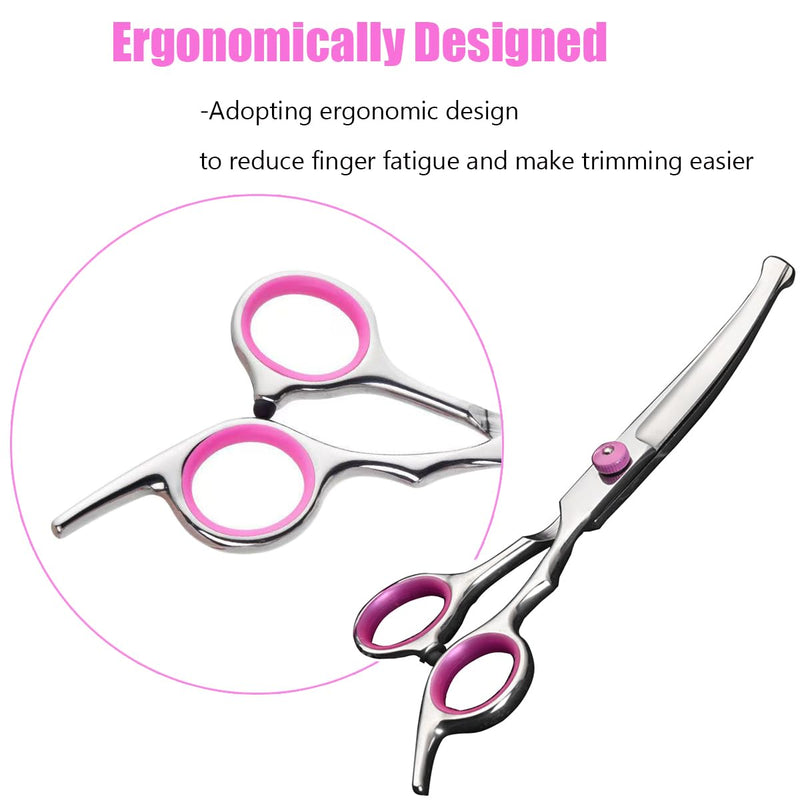 Dog Grooming Scissors,with Safety Round Tips Stainless Steel Pet Grooming Scissors for Dogs, Cats and Other Animals Round headed curved scissors - PawsPlanet Australia