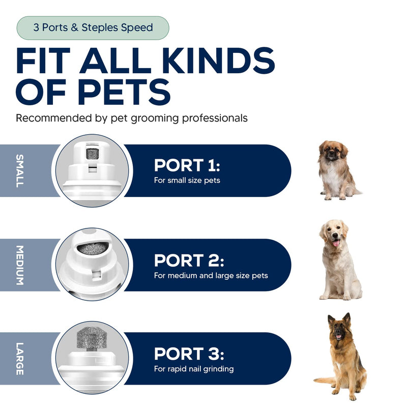 My Pet Command Cordless Dog Nail Grinder Quiet Low Noise for Large Medium Small Dogs and Cats, Powerful Variable Speed Motor Rechargeable Pet Claw Trimmer with an Extra Diamond Bit, Clipper and File - PawsPlanet Australia