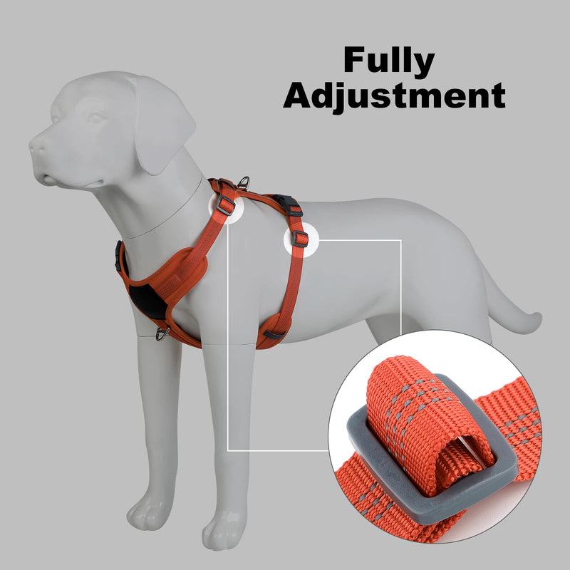 Plutus Pet No Pull Dog Harness, Release at Neck, Soft Padded, Reflective Adjustable Dog Vest Harness for Small, Medium, Large Dogs(Orange, L) Orange - PawsPlanet Australia