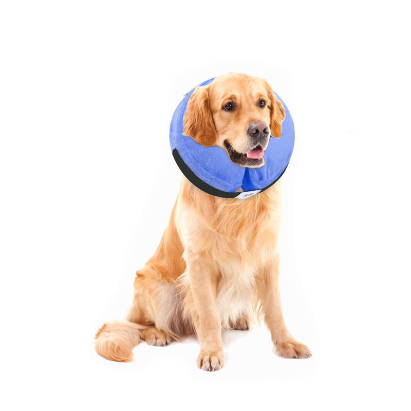 MCHY Inflatable Dog Cone,Adjustable Recovery Collar for Dogs After Surgery,Prevent from Biting & Scratching,Not Block Vision (Blue, L-Neck 15''- 20'') L-Neck 15"- 20" Blue