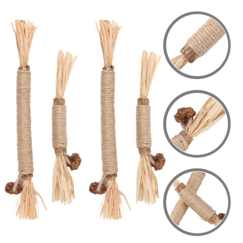 Gadpiparty Cat Dental Care Sticks, Set of 4, Wooden Chew Sticks with Catnip, Wear-Resistant, for House Cats and Kittens as an Activity Toy