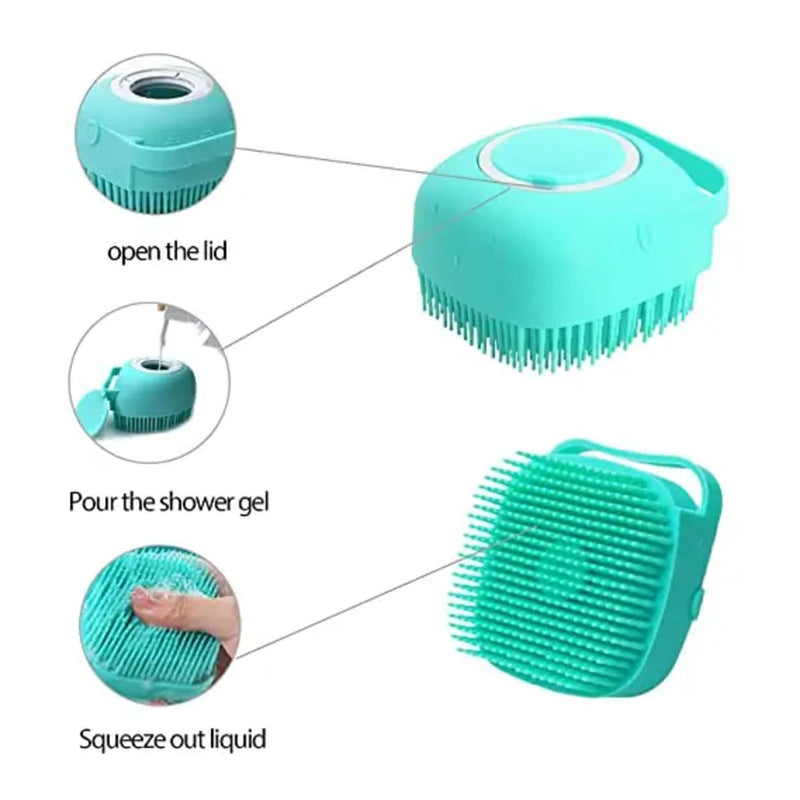 Pet Dog Shampoo Massager Brush Cat Massage Comb Grooming Scrubber Shower Brush for Bathing Short Hair Soft Silicone Brushes Blue - PawsPlanet Australia