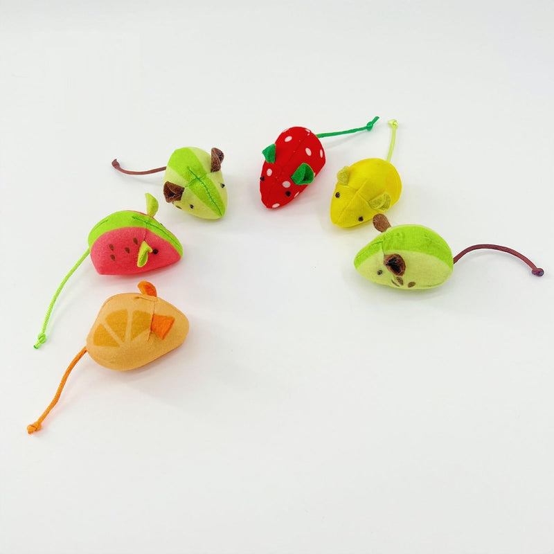 Catnip Cat Mice Toys Interactive Mouse Cat Toy for Indoor Adult Cats Kitten Kitty Baby Cat Chew Exercise Toy Fruit-Shaped Mice Cat Toy Set - 5PCS - PawsPlanet Australia