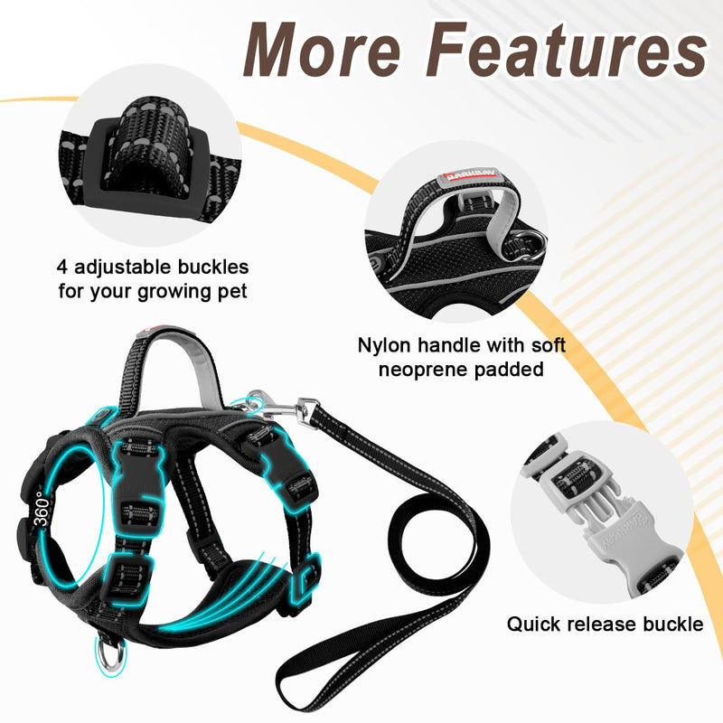 Cat Harness and Leash Set for Walking Escape Proof for Small Large cat Kitten Harness with ID tag Pocket (Black,XS) X-Small Black - PawsPlanet Australia