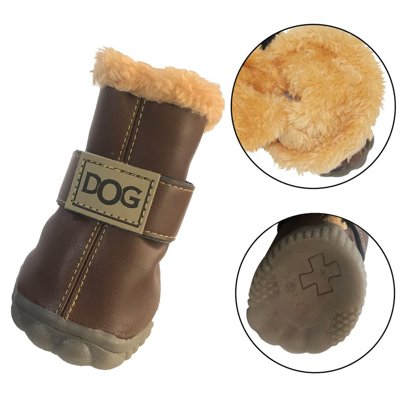 WINSOON Dog Australia Boots Pet Antiskid Shoes Winter Warm Skidproof Sneakers Paw Protectors 4-Ppcs Set (Size 2, Dark Brown) Size 2 - PawsPlanet Australia