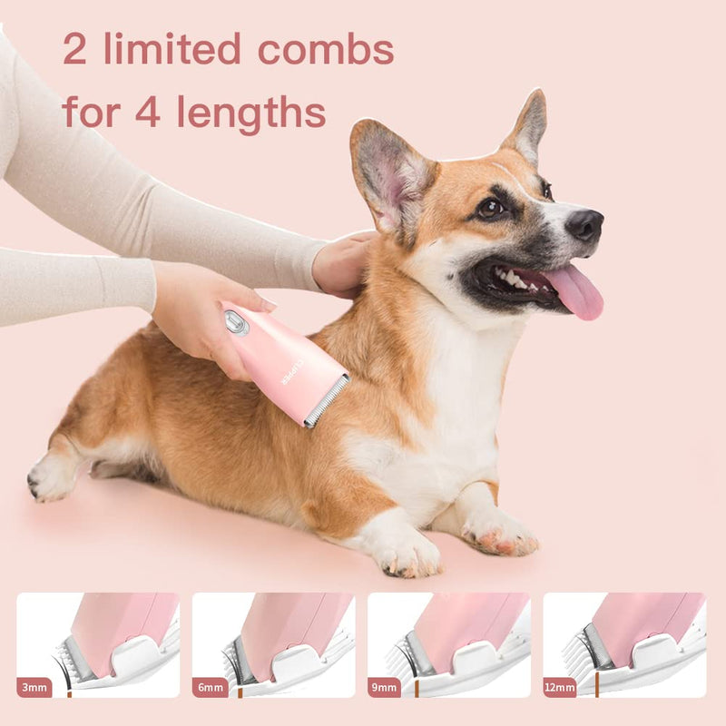 Professional Dog Clippers for Thick Hair, Cordless Cat Clippers for Matted Fur, Rechargeable Pet Dog Grooming Clipper Trimmer for Puppy,Cats,Rabbit,Pink Pink