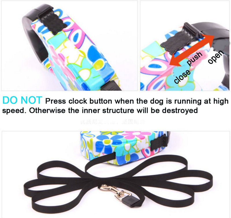 Yueton 16.5 ft Pet Dog Cat Puppy Retractable Leash Traction Rope Walking Lead Leash (Blue) Blue - PawsPlanet Australia