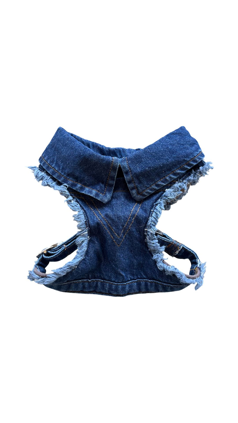 Dog Harness for Small Dogs, Cat Harness, Handmade Adjustable Vest, Denim Dog Collar, No Pull Harness, Cotton Adjustable Vest, Small Dog Collar, Denim Dog Vest (S) S - PawsPlanet Australia
