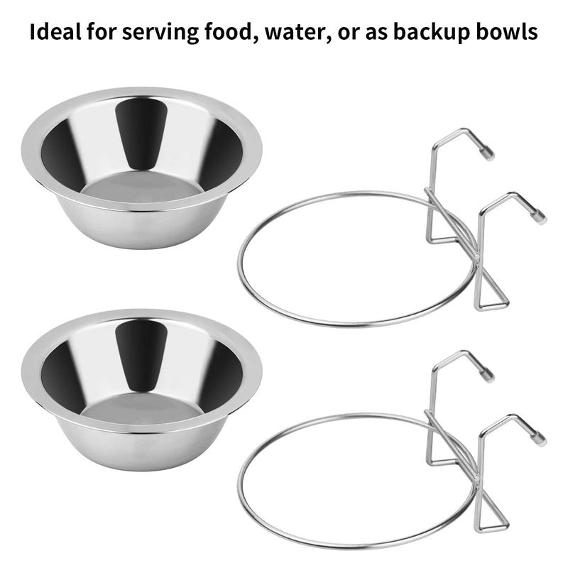 2PCS Hanging Dog Bowls for Kennel Outside or Inside, 8oz Stainless Steel Dog Crate Water Bowl No Spill, Dog feeder Food holder Puppy Bowls for Small Dog Crate,Dog Cage Dog Kennel Accessories - PawsPlanet Australia