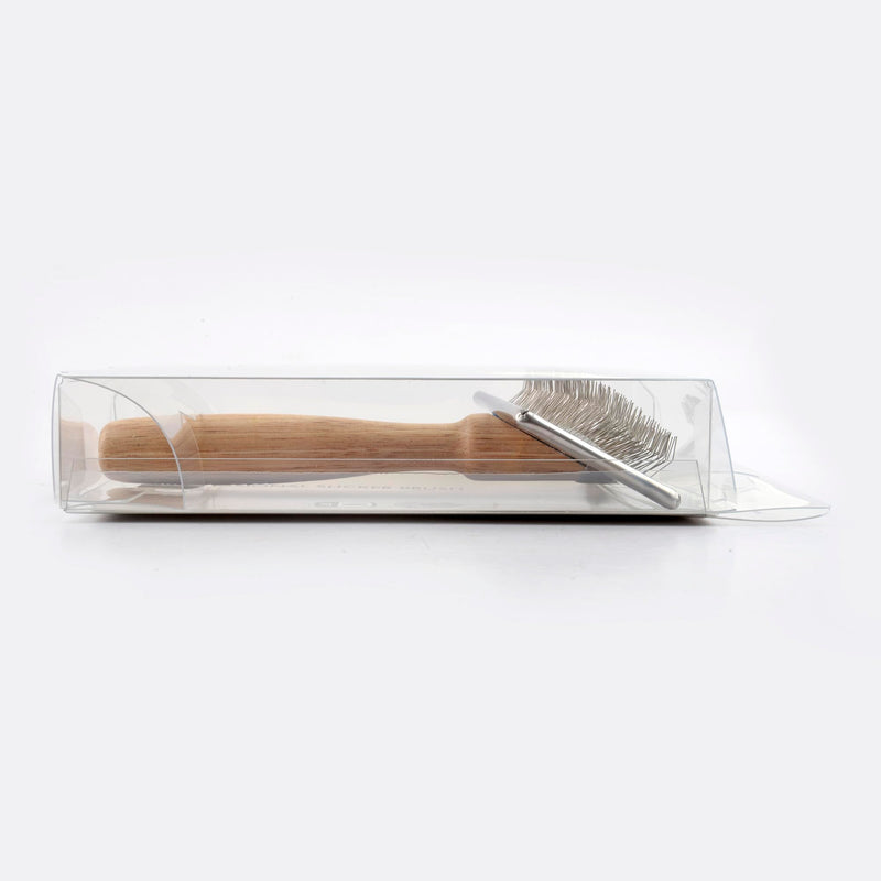 Wooden Slicker Brush - Stainless Steel Soft Pins for Pet Grooming (Size M) Soft Pin / M - PawsPlanet Australia