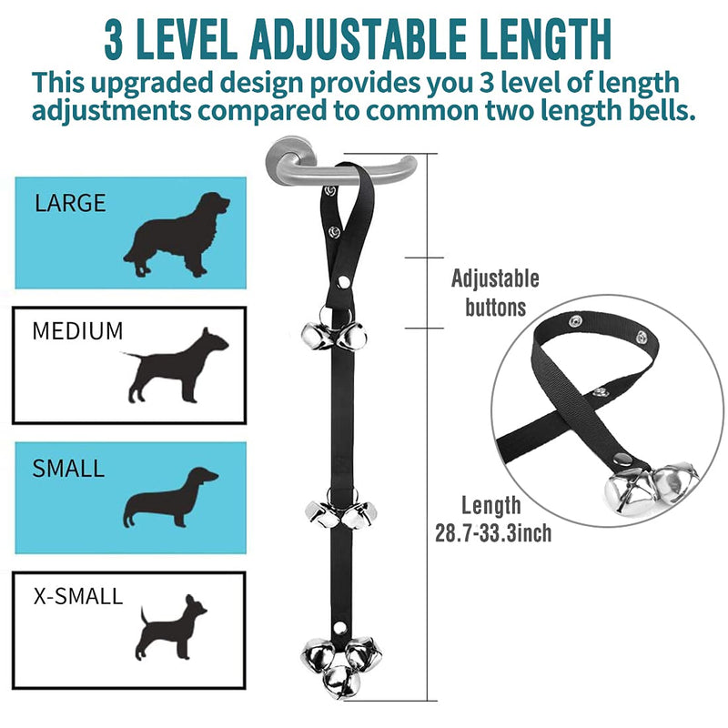 BLUETREE Dog Doorbells Premium Quality Training Potty Great Dog Bells Adjustable Door Bell Dog Bells for Potty Training Your Puppy The Easy Way - 7 Extra Large Loud 1.4 DoorBells 01Black(one pack) - PawsPlanet Australia