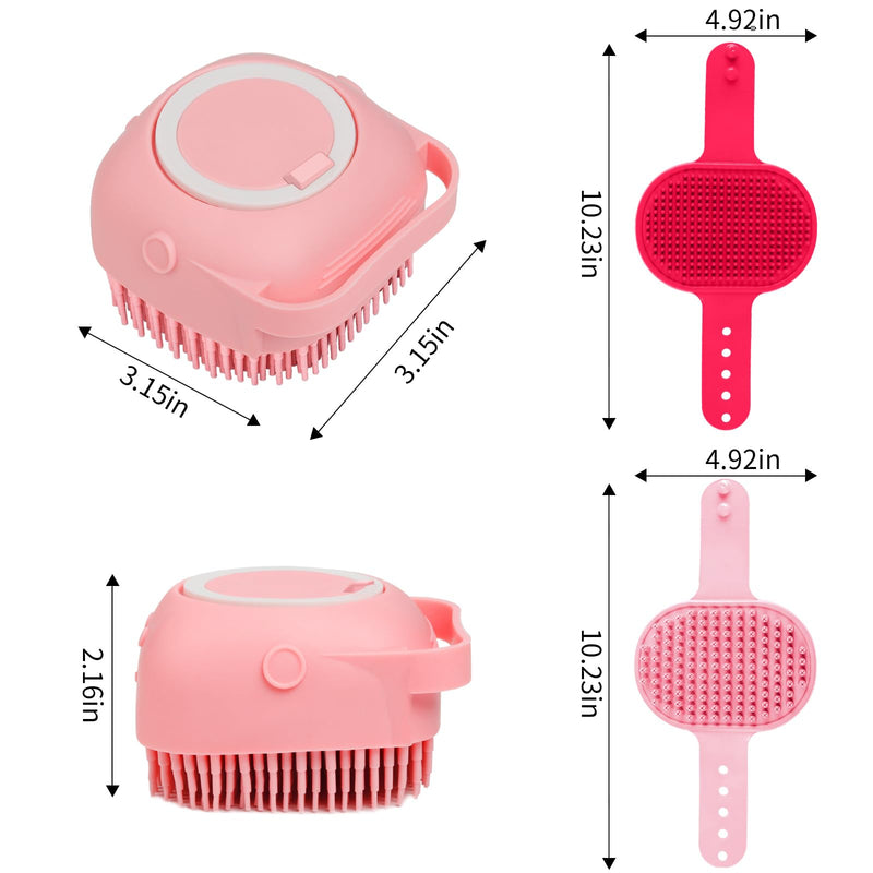Comotech 6PCS Dog Bath Brush & Dog Toothbrush | Adjustable Handle Shampoo Brush & Scrubber for Short & Long Haired Dogs & Cats | Effectively Solve Odor & Stain Removal Problems (Pink Red Pink) Pink Red Pink - PawsPlanet Australia