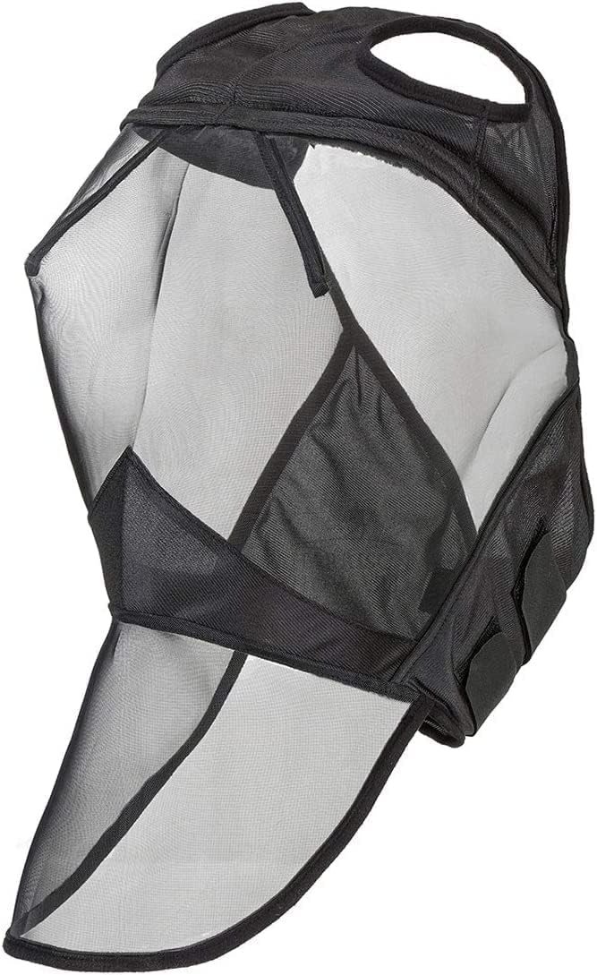 Harrison Howard CareMaster Horse Fly Mask Full Face No Ears Black Large Full Size Full (L) - PawsPlanet Australia