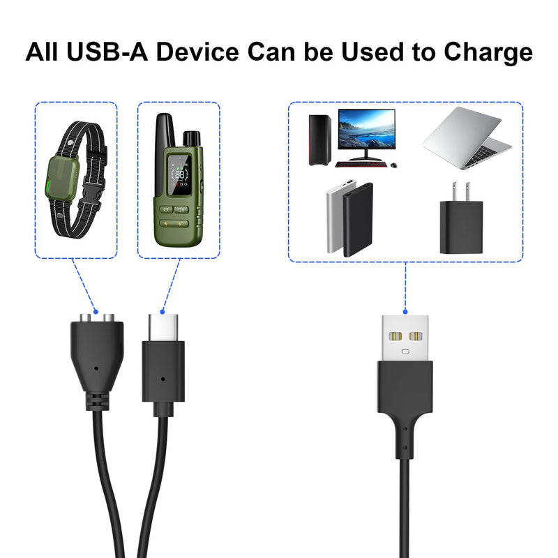 Dog Shock Collar Charger for Jugbow DT-61 Dog Training Collar, 2-in-1 USB C and Magnetic Bark Collar Charging Cable with Adapter for Dogs - PawsPlanet Australia