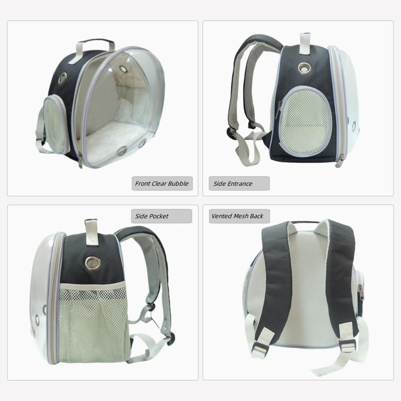Small Animal Carrier Backpack for Guinea Pig Bird Bunny Cat Kitten Lizard Rabbit Squirrel Beared Dragon Portable Travel Carrier Backpack Space Capsule Bubble Window Carrier (Black) Black - PawsPlanet Australia