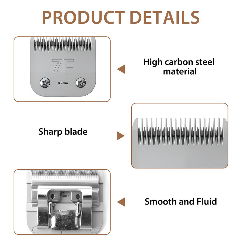7F 3.2mm Steel Detachable Pet Clipper Blade, Professional Pet Clipper Blades, Compatible with Most Andis, Oster, Wahl, Conair, Sharp, Hardness Made of Steel - PawsPlanet Australia