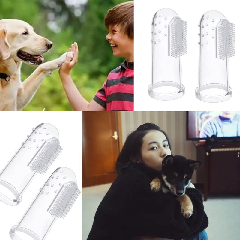 WANGCL 10 Pieces Soft Silicone Pet Finger Toothbrush, Tooth Cleaner Dog Cat Teeth Cleaning (Clear)
