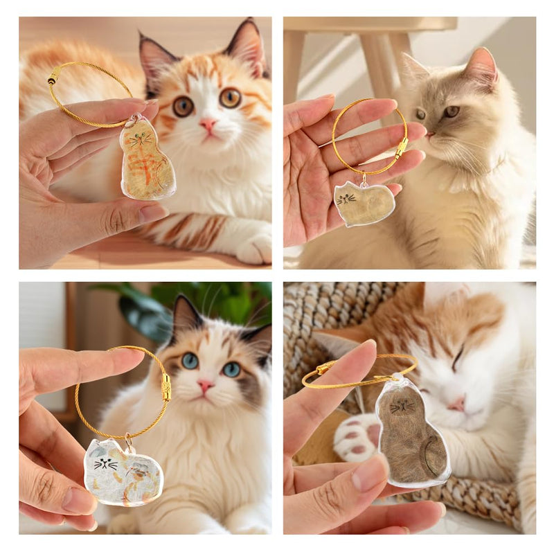 6Pcs Cat Fur Storage Bottle Cat Hair Keychain, Transparent Acrylic Cats Shape Memorial Storage Capsule Pendant, Birhthday Gift for Pet Lovers